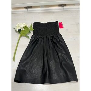 Commando Black Faux Leather Smocked Strapless‎ Dress S/M